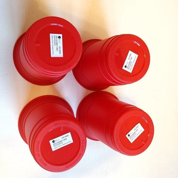 FUN JACK ASTOR'S RED Pint Cups Reusable Beer Cups Red Solo Look Lot of 4 - Picture 2 of 4